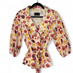 Rena Lange Silk Colorful Pattern Blazer Coat Size 6 Spring Abstract Summer